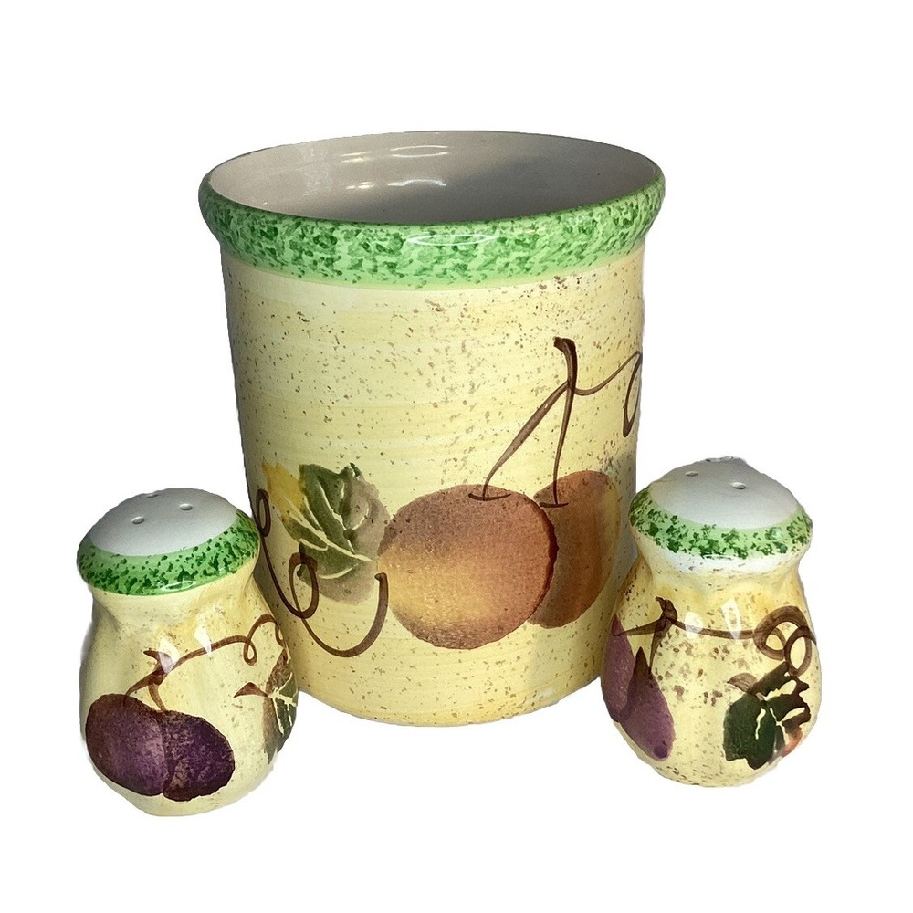 Salt and Pepper Shakers Utensil Holder Ceramic